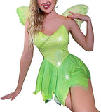 fyclemt Women Halloween Forest Fairy Costume Dress Sexy Fairy Tale Princess Fairy Dress with Wings Fancy Halloween Party