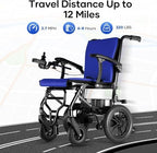 Lightweight Foldable Electric Wheelchair for Adults Seniors 30 Lbs Compact Motorized Wheelchair with Detachable Battery Airline Approved(Blue)