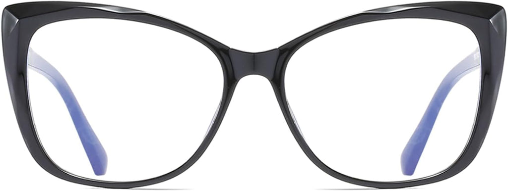 Oversized Cat-Eye Reading Glasses for Women Men, Lightweight Large Readers Trendy Eyeglasses (Black, +1.50)