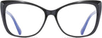 Oversized Cat-Eye Reading Glasses for Women Men, Lightweight Large Readers Trendy Eyeglasses (Black, +1.50)