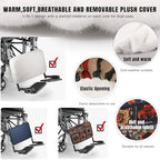 Wheelchair Leg Rest Support Pad with Removable Faux Sheepskin Cover, 16" All-Season Leg Rest Cushion for Seniors, &Warm Fleece Sleeve Set, Prevents Feet Sliding, Ideal Care Gift for Disabled
