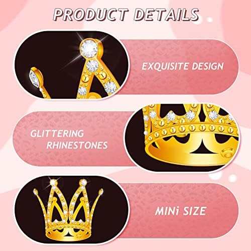 15Pcs Mini Crowns for Flower Bouquets, Mini Crown Cake Topper, Small Crystal Pearl Cupcake Toppers for Flower Arrangements Cupcake Baby Shower Birthday Party Wedding Decor