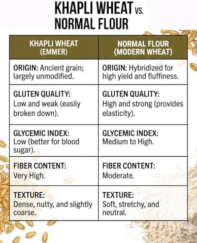 Shiva Organic Khapli Wheat Atta - 3 kg | Emmer Wheat Flour | High Fiber, Low Gluten, Ancient Grain with Abundant Bran