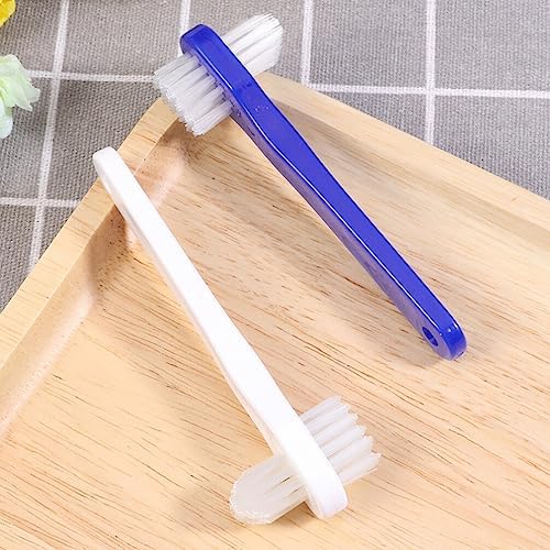 Beaupretty Double Heads Denture Toothbrush Small Portable Denture Cleaning Brush Ergonomic Design for Gentle Care Travel Oral Hygiene
