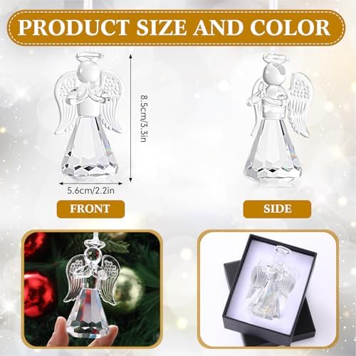 Tioncy 4 Pcs Crystal Angel Hanging Ornaments, and Glass Crystal Angel Decor, Blessing Gift for Women Nurse Coworker Friendship Anniversary(Folded Hands)