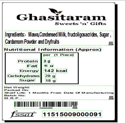 Ghasitaram Gifts Indian Sweets - Diwali Gifts Diwali Sweets Mawa Peda Box (800 GMS)