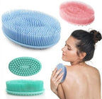 Silicone Body Scrubber,Exfoliating Shower Skin Head Washing Brush, Soft Silicone Dual Sided Comb Bristle Bath Brush Massage (Blue)
