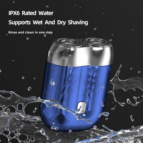 New Model Mini Dual-Head Electric Shaver, Upgrade Pocket Shaver, Washable Double Head Razor, USB Mini Portable Razor, Rechargeable Waterproof Compact (Four Color) (Blue)