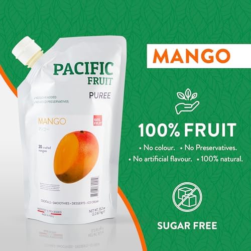 PACIFIC FRUIT - Real Mango puree for cocktails - Mango juice no sugar added – Pure mango – 100% REAL FRUIT!
