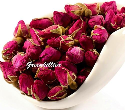Greenhilltea Premium Dried Rose Buds Rosebud Flower Herb Loose Leaf Tea Fragrant Natural Healthy Herbal Tea 3 OZ