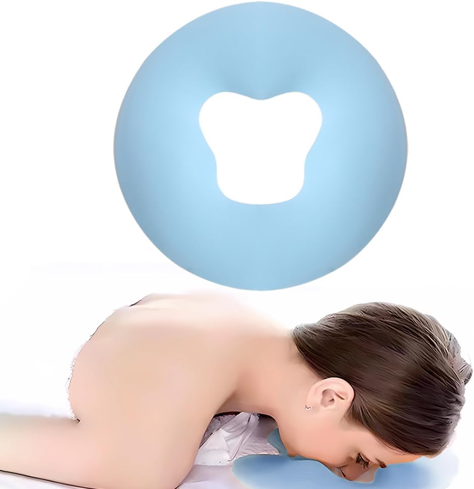OULIGET Silicone Face Massage Pillow,SPA Beauty Face Relax Headrest,Salon Skin Care Soft Overlay Travel Head Support,Bule