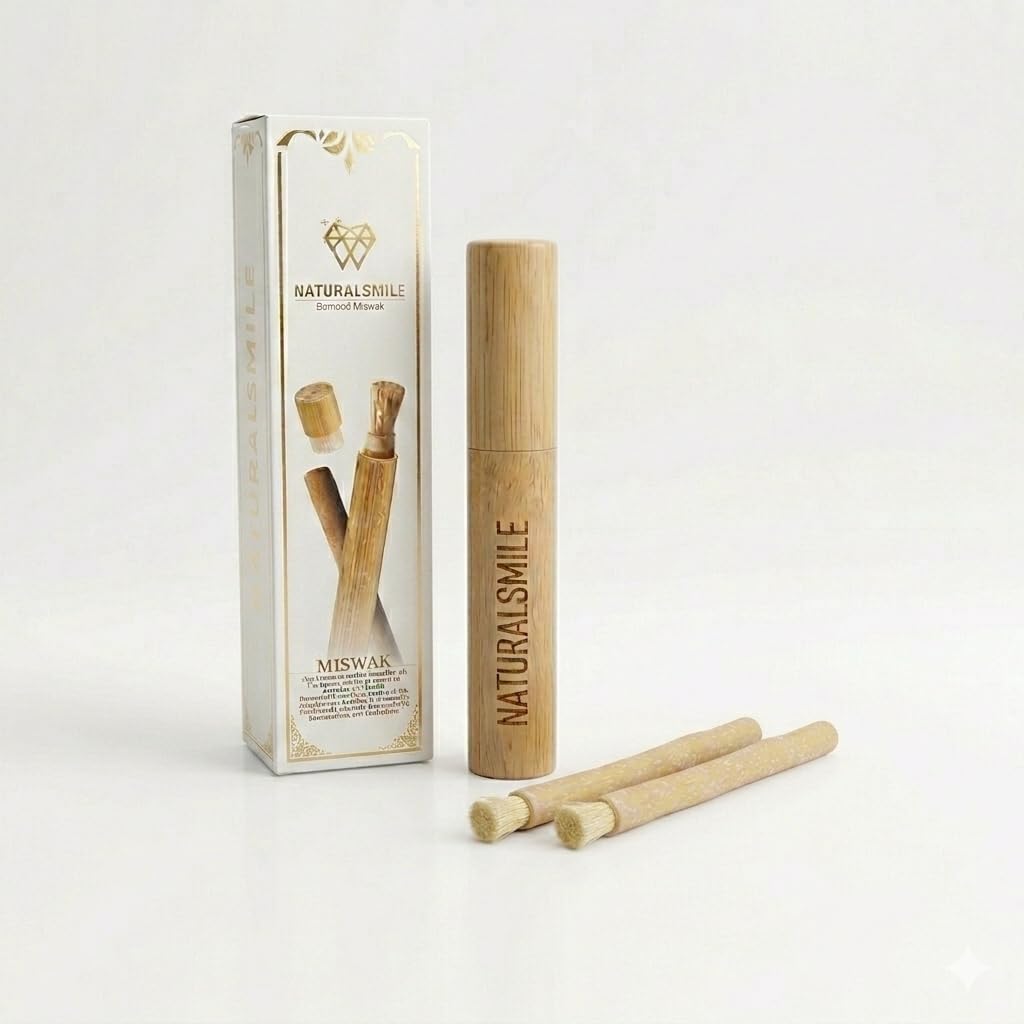 Miswak Sticks for Teeth (2-Pack) – Natural Fresh Siwak Sticks with Bamboo Holder, Travel-Friendly Organic Toothbrush Alternative for Teeth & Gums