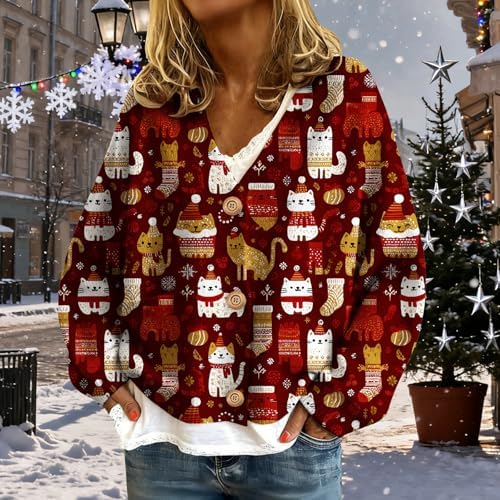 Womens Christmas Cardigan Sweaters Trendy Funny Cardigans Fall Cropped Jacket Oversized Long Sleeve Outfits