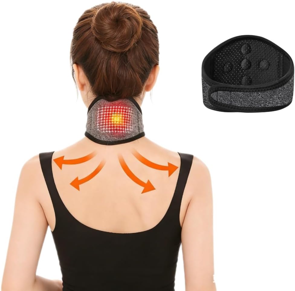 Magnetic Self Heating Neck Brace Adjustable Neck Wrap Protector Thermal Neck Guard Cervical Collar for Neck Relief Relaxation Sleeping