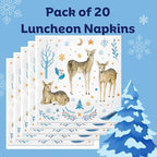 20-ct 6.5'x6.5' Christmas Paper Luncheon Decoupage Napkins, 3-Ply Servilletas Holiday Napkin for Art, Dinner and Party, Disposable Napkins Deer (Reindeer Family)