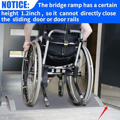 28.5" L×1.2" H Bridge Threshold Ramps for Doorways, Fits 3.5–6" Wide Thresholds with Adjustable Support Bars, Non-Slip Aluminum Wheelchair Ramps for Home Steps