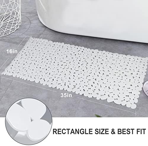 SONGZIMING Pebble Bath Mat for Bathtub to Anti Slip Bathtub Mat in Shower with 16 Inches by 35 Inches (White)