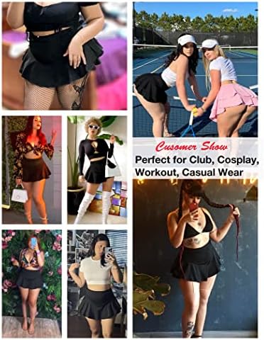 Avidlove Mini Skirt for Women Sexy Solid Ruffle Trim Lingerie Skirt Short High Waist Two Layer Hem Skirt