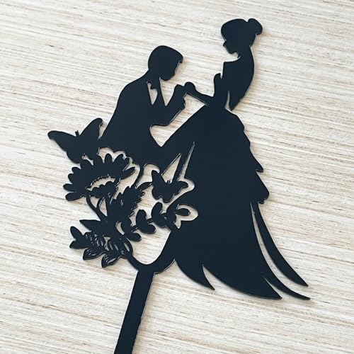 Wedding Cake Toppers Mr & Mrs / Bride and Groom Black Color Acrylic Silhouette Wedding Anniverary Party Engagement Decoration