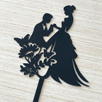 Wedding Cake Toppers Mr & Mrs / Bride and Groom Black Color Acrylic Silhouette Wedding Anniverary Party Engagement Decoration