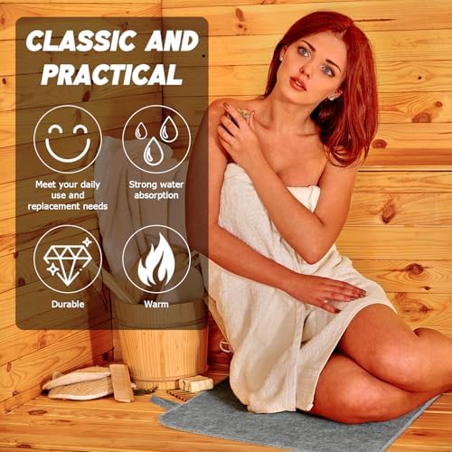 Hahafelt 6 Pcs Sauna Mat Heat Insulation Mat Natural Felt Sauna Mats for Inside, Saunas Accessories Floor Mats Gift for Men Women Bath Shower Bench Cushion Houseroom Vaporarium Spa (19.5'',Grey)