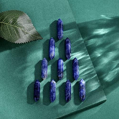 QINJIEJIE 20PCS Blue Sodalite Crystals Wands Stones Set Healing Crystal Points Bulk Gemstones Hexagonal Polished Gems Natural Reiki Stone for Energy Balancing Meditation Witchcraft Gifts