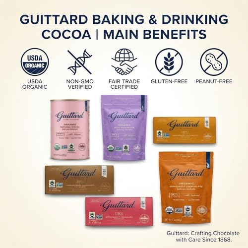 Guittard Baking Chocolate Variety Pack (6 Pack) – Premium Baking Bars, Organic Chocolate Wafers & Natural Unsweetened Cocoa Powder – 100% Unsweetened, 64% Semi-Sweet, 70% Bittersweet & Milk Chocolate for Baking, Desserts & Gourmet Recipes