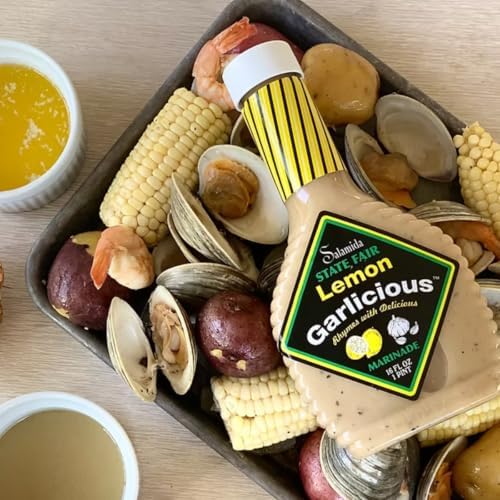 Salamida New York State Fair Lemon Garlicious Marinade, 16 oz | All-Natural, Gluten-Free, Citrus & Garlic Infused Sauce for Fish, Poultry, Pork & More