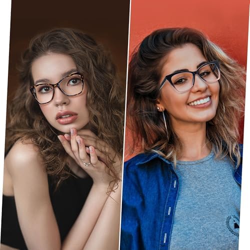 HIGHLIKE 3-Pack Reading Glasses for Women Stylish Cat-Eye Spring Hinge Readers Anti Blue Light Eyestrain/Glare/UV