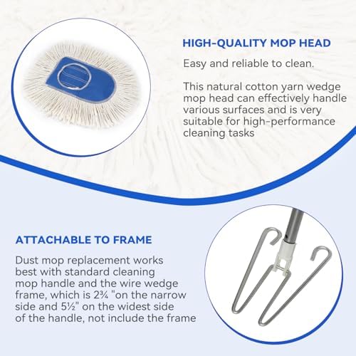 10 Inch Dust Mop Head: Replacement Medium Washable Commercial Sweeper and Janitorial Dust Mop Head Replacement (3 Packs)