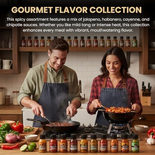Hot Sauce Gift Set of 30 – Master Collection Variety Sampler Box, Assorted Gourmet Flavors, Spicy Chili Pepper Pack for Cooking, Grilling & Dipping | Heat Challenge Gift for Men, Food & Spice Lovers