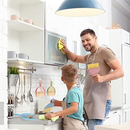 3PCS Mini Broom and Dustpan Set for Home, Car, Kitchen, Table, Kids - Durable Plastic Bristles, Handheld, Hangable, 3 Colors