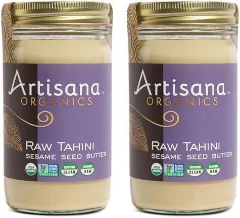Artisana Organics Raw Tahini Sesame Seed Butter (2 Pack) - Just One Ingredient, Unroasted, Non-GMO, Vegan, Paleo and Keto Friendly, 14oz Jars (2 Pack)