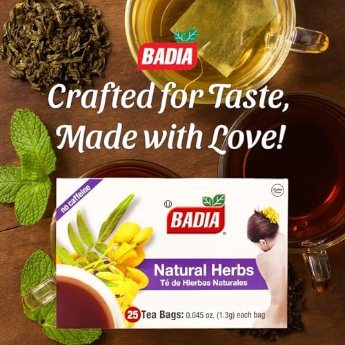 Badia Natural Herbs Tea, 25 Tea Bags (Pack of 2) – Herbal Blend for Brewing Hot or Iced Tea