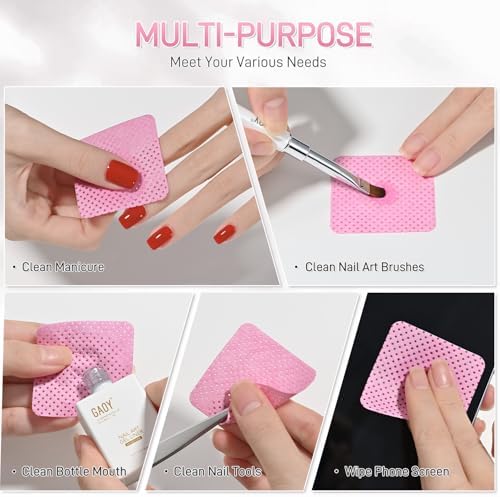 GAOY Lint Free Nail Wipes, 400 Pcs Nail Polish Remover Pads, Non-Woven Cotton Pads Gel Cleaning Wipes, Manicure Supplies for Professional Salon and DIY Art