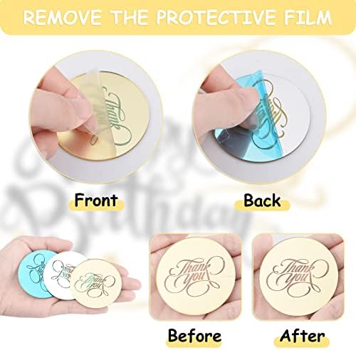 20 PCS Cupcake Toppers - Round Thank You Discs, Mirror Acrylic Cake Picks & Charm Cake Decoration Party Supplies