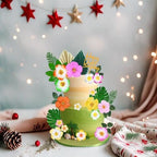 28 Pcs Hawaiian Flower Cake Toppers, Tropical Themed Cake Decorations with Flowers Palm Leaves Hibiscus for Hawaii Aloha Summer Beach Theme Wedding Birthday Party Supplies