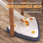 360° Rotatable Adjustable Cleaning Mop Reusable Triangle Mop with 52.1'' Long Handle Automatic Wringing Cleaning Mop Spin Mop Wet Dry Scrubber Brush for Floor Wall Ceiling (White+2pcs Clothes)