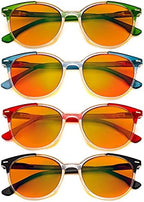 Eyekepper 4-pack Round Reading Glasses Blue Light Blocking Women Orange Tinted +2.50