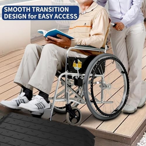 4 Inch Rise Threshold Ramp Anti-Slip Wheelchair Ramp Rubber Curb Ramp for Home Doorways 3 Feet Long 6500lbs Load Capacity(Anti-Slip Design)