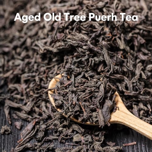 YUANSHENG Pu erh Tea Organic Loose Leaf, Chinese Yunnan Aged Fermented Black Tea, USDA Organic Ripe Puerh Tea, Rich Antioxidants, Deep Earthy Flavor, Digestive Health & Wellness Tea, 7.76 Oz