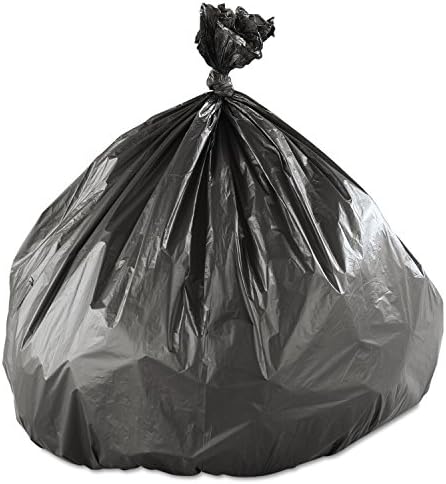 Inteplast Group High-Density Interleaved Commercial Can Liners, 45 gal, 22 microns, 40" x 48", Black, 25 Bags/Roll, 6 Rolls/Carton