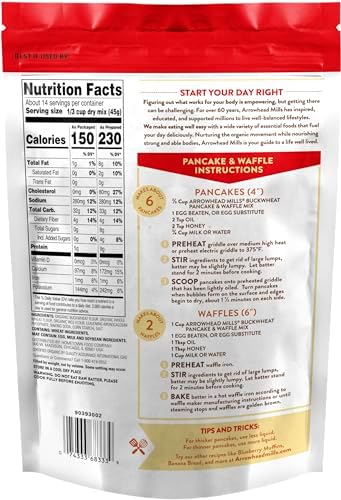 Arrowhead Mills Organic Buckwheat Pancake & Waffle Mix, 22 oz Bag