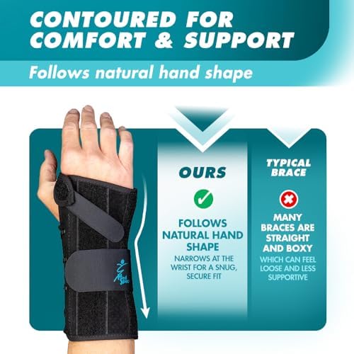 Med Spec 8" Wrist Lacer (Right Hand, Large) - Wrist Brace with Easy Adjustable Lacing Support - Carpal Tunnel Hand and Wrist Stabilizer with Palmar & Dorsal Stays, Breathable Liner, 223935