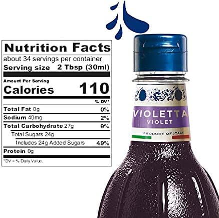 Fabbri Flavoring Syrup, Violet, Made in Italy, 33.8 Ounce (1 Liter)