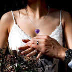 QINJIEJIE Amethyst Necklace Healing Crystals Necklace Heart Love Real Crystal Reiki Energy for Women Mothers Day Gift Christmas February Birthday Gifts