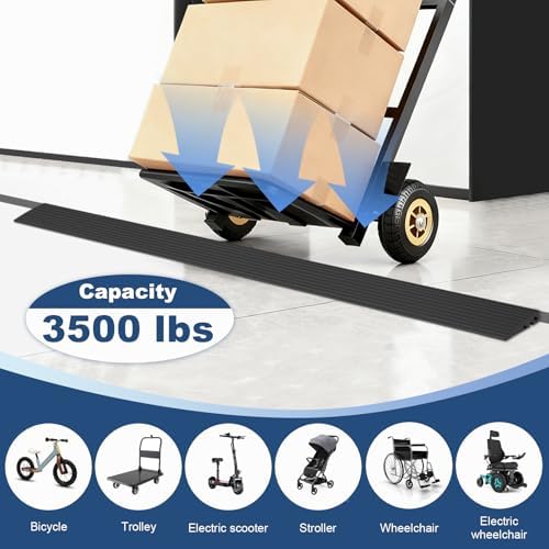 LIEKUMM 1" Rise Odorless Threshold Ramp for Doorways, Wheelchair Ramp with 3500 lbs Capacity, Portable Door Ramp for Electric Wheelchairs, Strollers, Garage, Robot Vacuums, Black