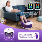 Foot Spa Bath Massager with Heat [2025 Upgraded], Vibration, Temperature Control, Jets, Bubbles and Epsom Salt, Foot Bath Soak Tub with 22 Massage Rollers, Feet Soaking Tub for Relaxation, Purple