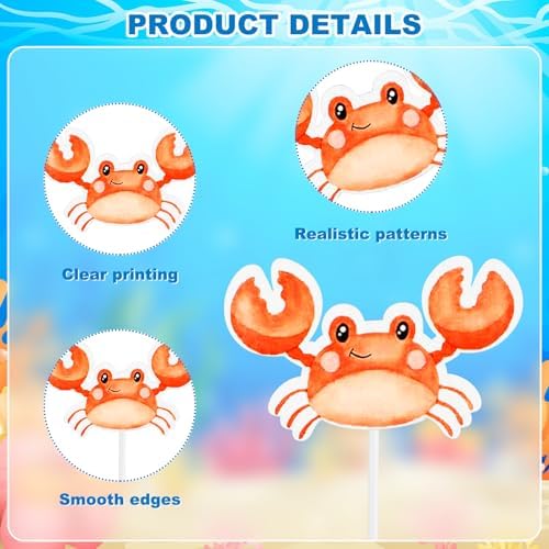 36 Pcs Under the Sea Cupcake Toppers, Ocean Animals Cake Decorations for Mermaid Birthday Party, Baby Shower, Sea Theme Party Supplies and Baking Decoration