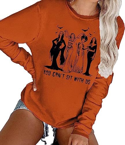 Ghoul Gang Halloween Sweatshirt Women Vintage Horror Movies Graphic Tee Goth Queens Shirt Long Sleeve Pullover Tops